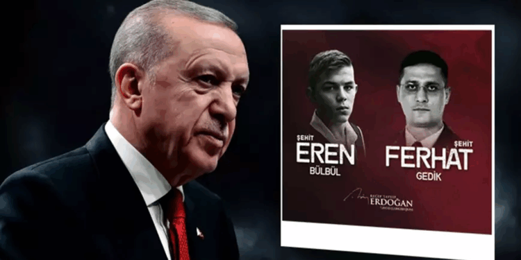 Cumhurbaşkanı Erdoğan, şehit Eren Bülbül ve Ferhat Gedik'i andı
