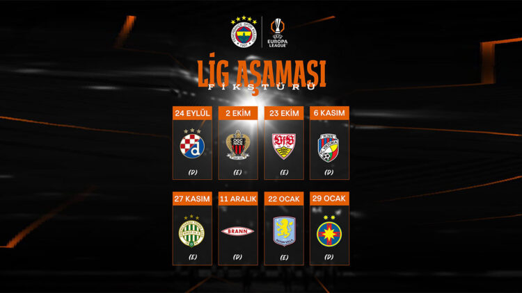 Fenerbahçe'nin lig aşaması maç programı belli oldu