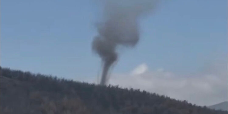 Geçen ay yanan ormanda hortum çıktı