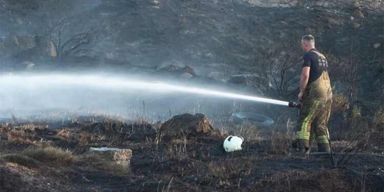 Maltepe'de otluk alanda havai fişek yangını