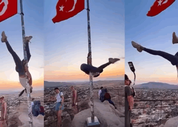Kapadokya'da bayrak direğinde dansa soruşturma