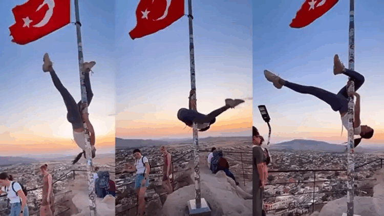 Kapadokya'da bayrak direğinde dansa soruşturma