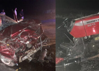 Çorum'da otomobil ile çarpışan traktör ikiye bölündü
