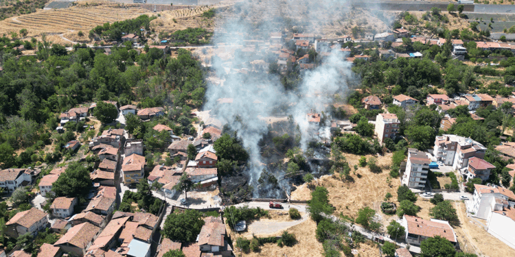 Tokat'ta boş arazideki yangın evlere sıçramadan söndürüldü