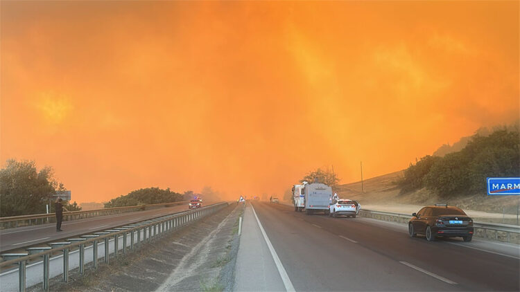 Bursa'daki yangında yol trafiğe kapatıldı, alevler akaryakıt istasyonuna yaklaştı