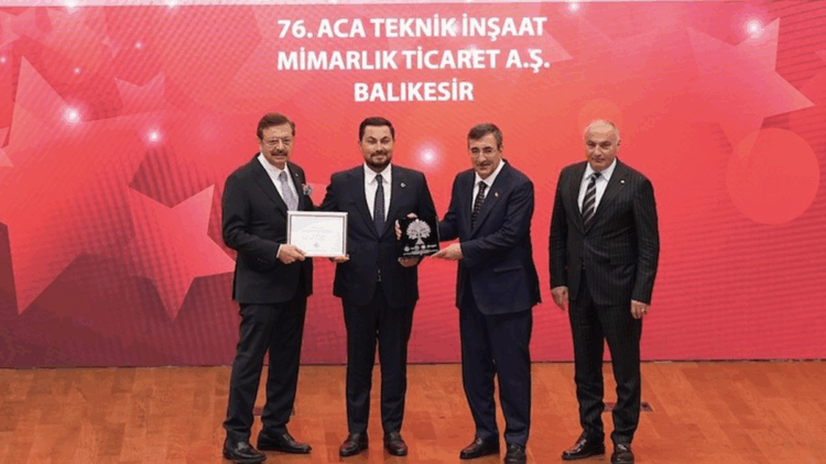 ACA Teknik İnşaat, Türkiye'nin en hızlı büyüyen 100 şirketi arasında yer aldı