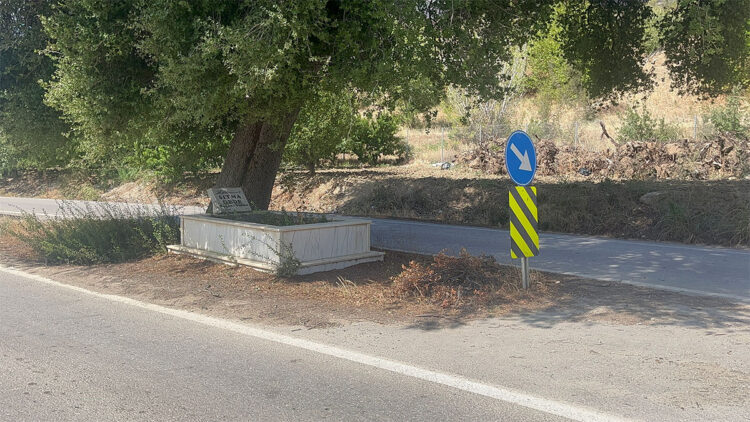 Yolun ortasında kalan mezar görenleri şaşırtıyor
