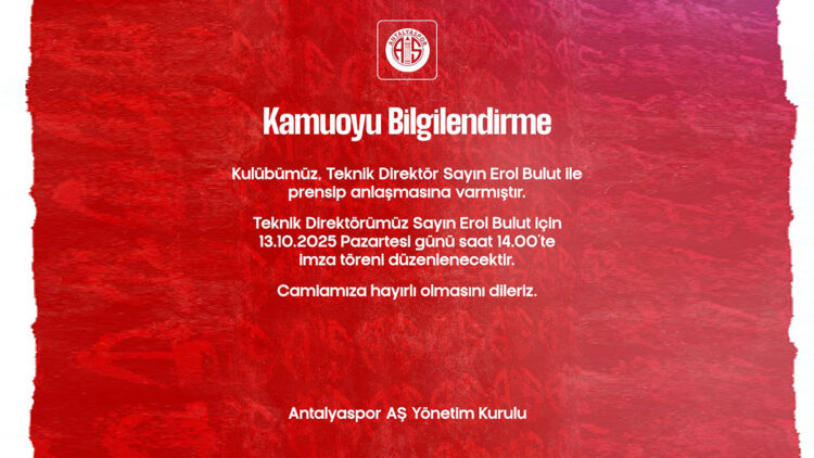 Antalyaspor Erol Bulut ile prensipte anlaştığını duyurdu