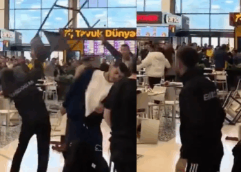 AVM'de 'ne bakıyorsun' kavgası kamerada