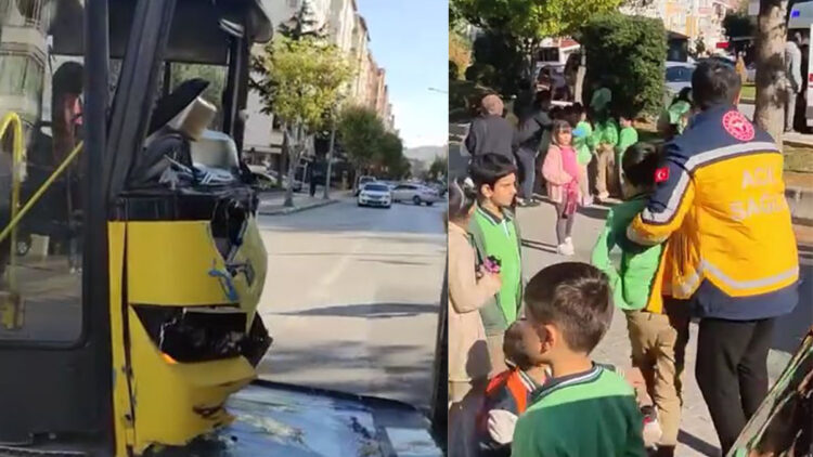 Çorum'da belediye otobüsü kamyona yandan çarptı; 22 öğrenci yaralandı