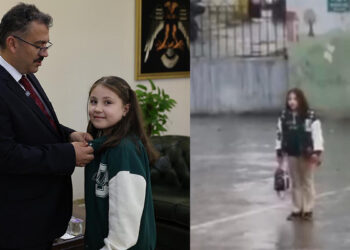 Yağmur altında saygı duruşuna geçen Zeynep ödüllendirildi