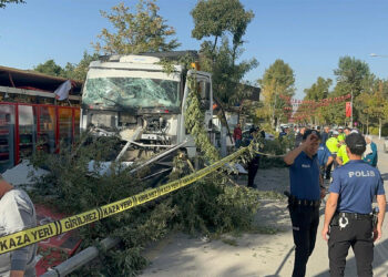 Malatya'da freni boşalan kamyon 7 iş yerine çarptı