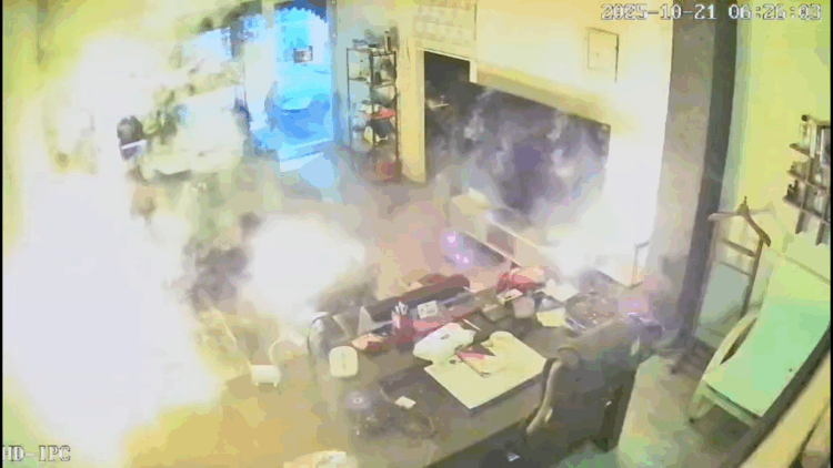 Şarjda bırakılan matkap bataryası dükkanı yaktı; o anlar kamerada