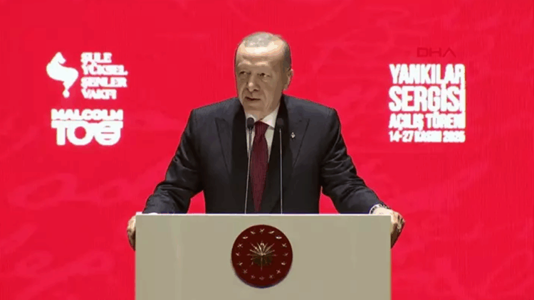 Erdoğan, 'Yankılar’ sergisi açılış programında konuşuyor