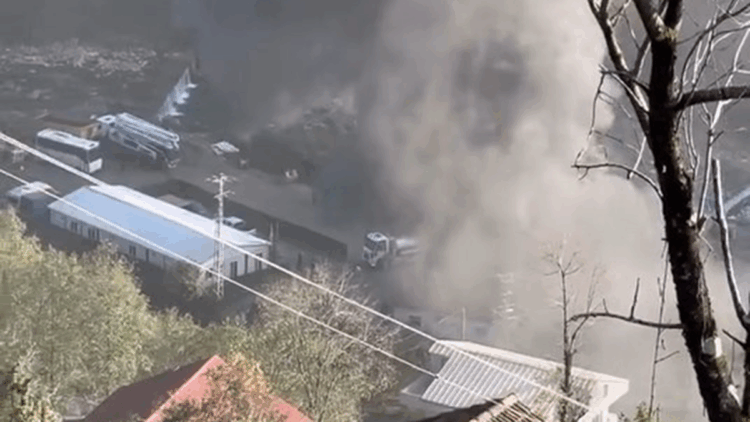 Rize'de şantiyede çıkan yangın söndürüldü