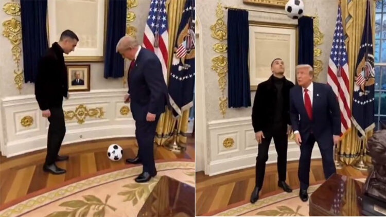 Donald Trump Cristiano Ronaldo ile futbol oynadı