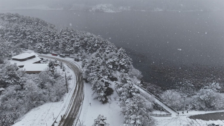 Abant Gölü Milli Parkı kar yağışının ardından beyaz örtüyle kaplandı