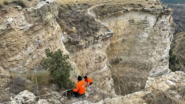 Uçurumdan yuvarlanan köpek avcılar tarafından kurtarıldı