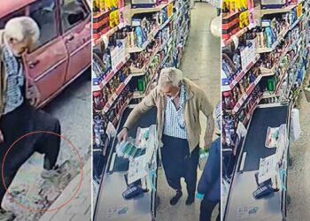 Çamurlu ayakkabısını çıkarıp, çorapla markette alışveriş yaptı