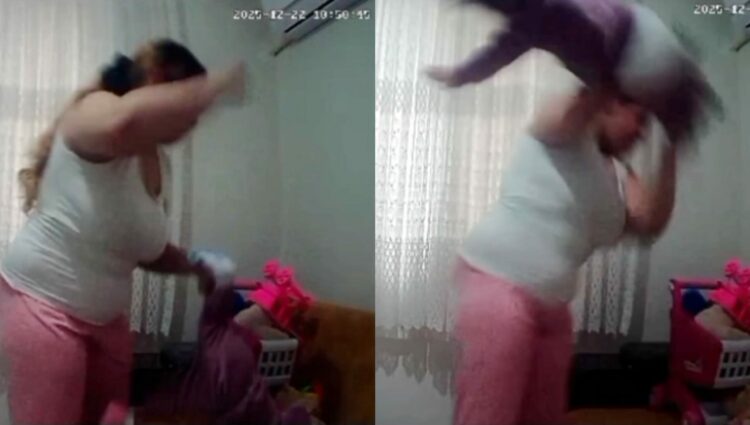 1 yaşındaki bebeğe anne şiddeti kamerada