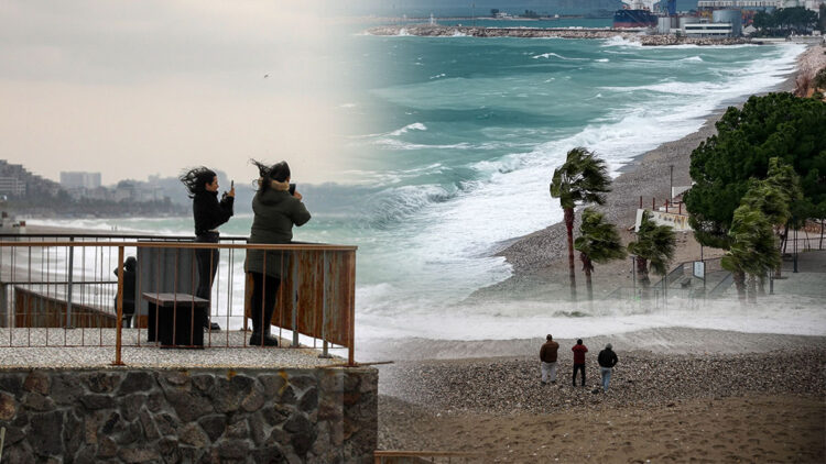 Antalya'da fırtına ve dev dalgalar oluştu