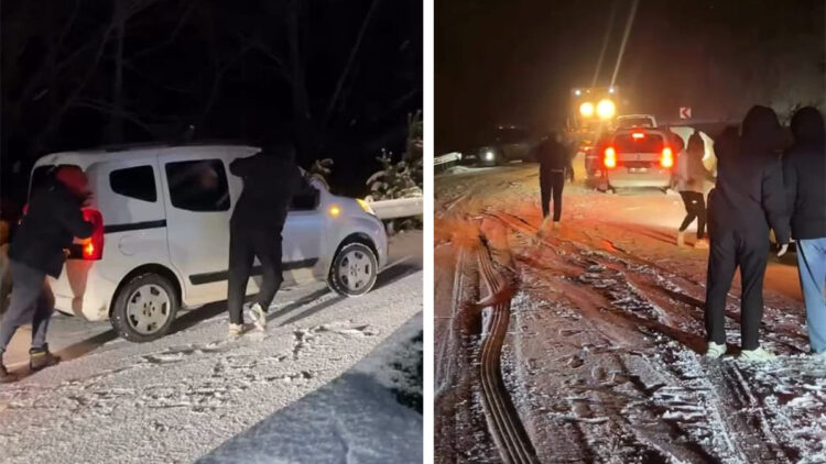 Oylat Kaplıcaları yolu ulaşıma kapandı; 20 araç mahsur kaldı