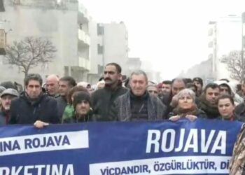 DEM Parti'li Bakırhan Suruç'taki yürüyüşte; Polise taş atıldı!