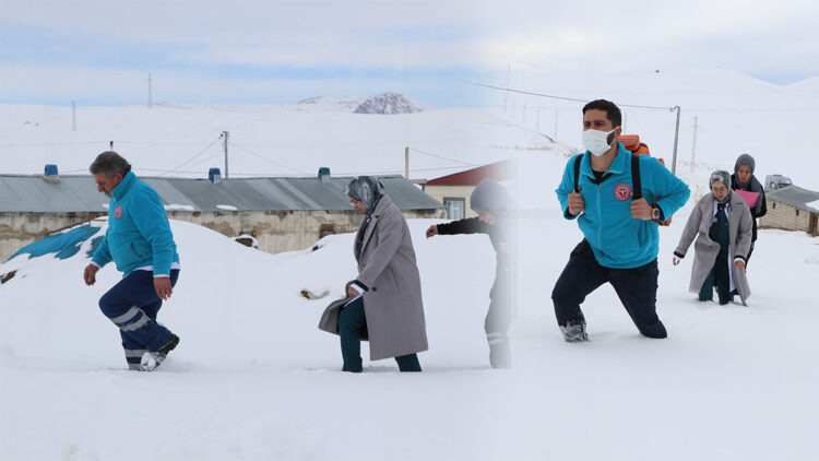 Doktor Didem, dondurucu soğukta 1,5 metre karda yürüyerek hastalara ulaşıyor
