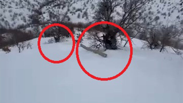 Eğimli arazide işçiler, karda kayan direkle birlikte sürüklendi