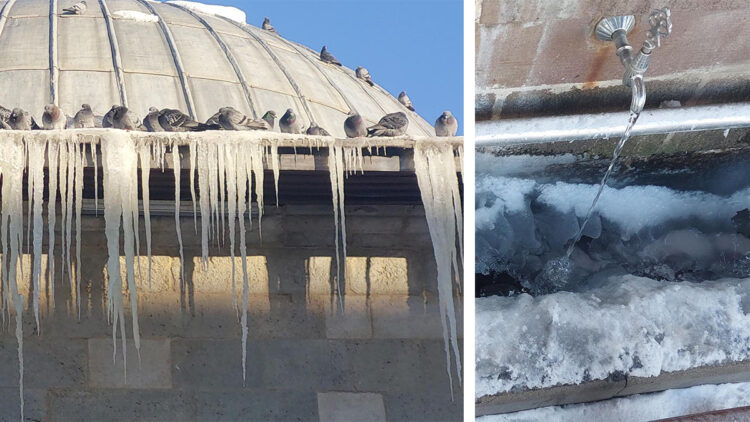 Erzurum'da kar, yerini soğuk havaya bıraktı