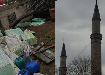 Ayasofya Cami'nin Mimar Sinan Minaresine ait alem düştü
