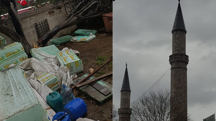 Ayasofya Cami'nin Mimar Sinan Minaresine ait alem düştü