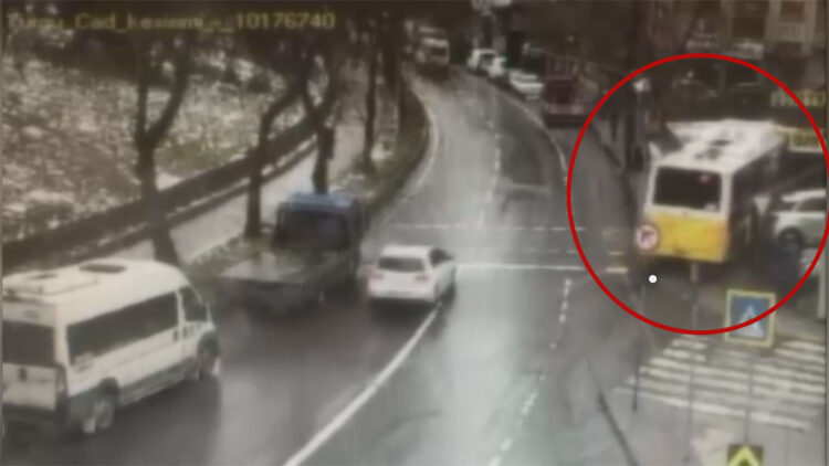 Esenler'de İETT otobüsünün otoparka daldığı kaza kamerada