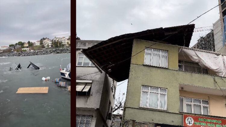 Fırtına hayatı felç etti; 2 tekne battı