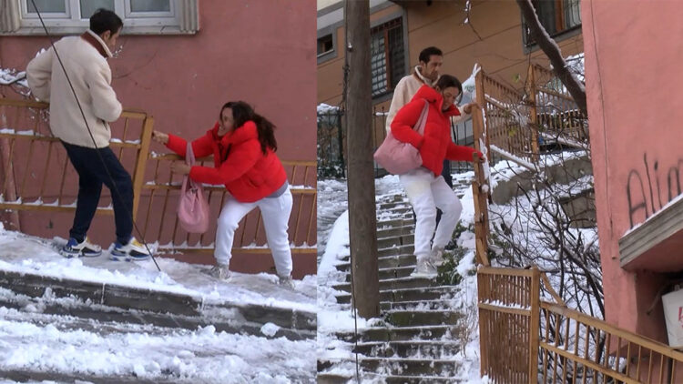 Kağıthane'de don ve buzlanma nedeniyle yokuşta güçlükle ilerlediler