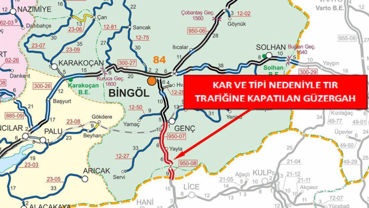 Bingöl-Diyarbakır kara yolu TIR trafiğine kapatıldı