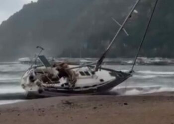 Marmaris’te fırtına; ağaçlar devrildi, yelkenli tekne karaya oturdu
