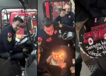 İtfaiyenin baş şoförüne endişelendiren doğum günü kutlaması