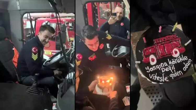 İtfaiyenin baş şoförüne endişelendiren doğum günü kutlaması