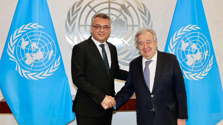 Tufan Erhürman New York'ta Antonio Guterres ile bir araya geldi