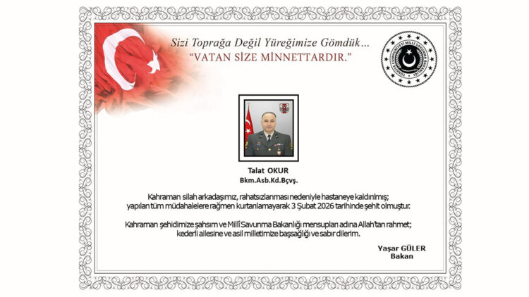 Hakkari'de rahatsızlanan Bakım Astsubay Kıdemli Başçavuş Talat Okur şehit oldu