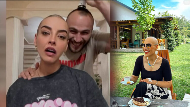 Saçını kazıtan eşinin desteği ile meme kanserini yendi