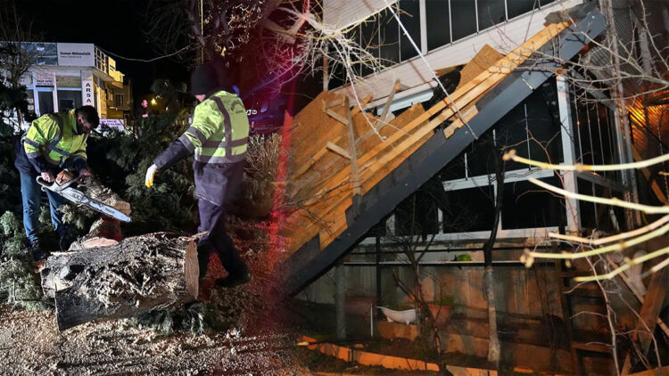 Tekirdağ'da fırtına; çatılar uçtu, ağaçlar devrildi