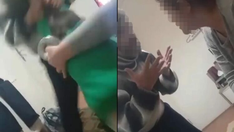 Üvey babanın, 9 yaşındaki çocuğa şiddeti kamerada