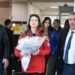Avrupa şampiyonu olan atıcı Damla Köse, Erzurum’da çiçeklerle karşılandı