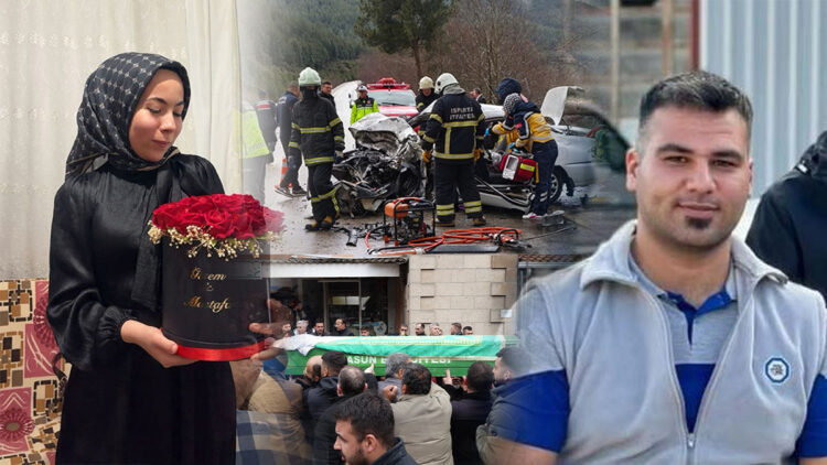 Kazada ölen 1 günlük sözlü çift, yan yana toprağa verildi