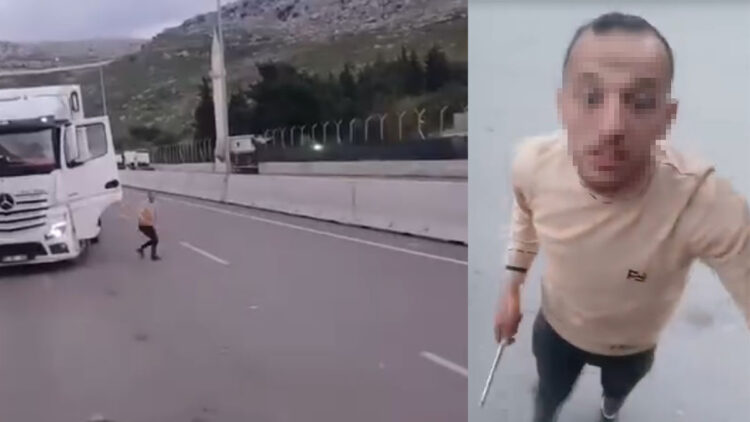 TIR şoförü, kazanın ardından meslektaşının aracına demir sopayla saldırdı