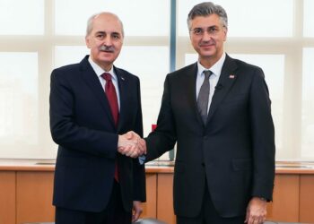 TBMM Başkanı Kurtulmuş, Hırvatistan Başbakanı Plenkovic ile bir araya geldi