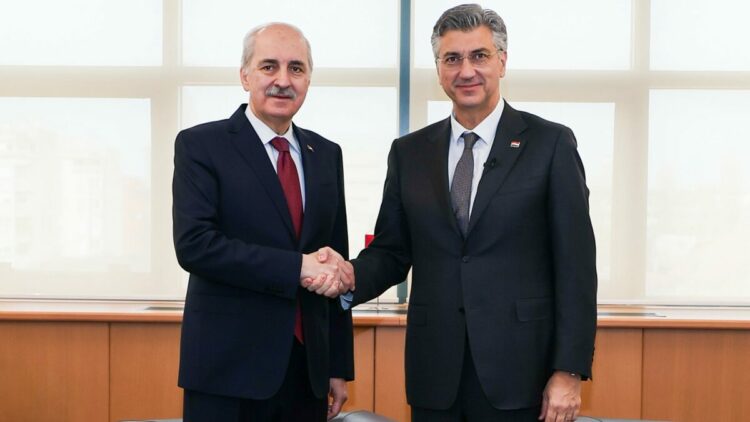 TBMM Başkanı Kurtulmuş, Hırvatistan Başbakanı Plenkovic ile bir araya geldi