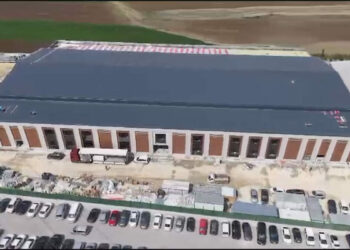 Silivri'de yapımı süren yeni duruşma salonu havadan görüntülendi